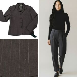 Harvé Benard Wool 2-Piece Suit Charcoal Gray Blue Light Gray Dot Stripe Size 12